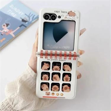 Imagem de Capa para celular estilo porquinho-da-índia branco para Samsung Galaxy Z Flip 6/5/4/3, Motorola Razr 60/50 Ultra e Razr 40 Ultra.