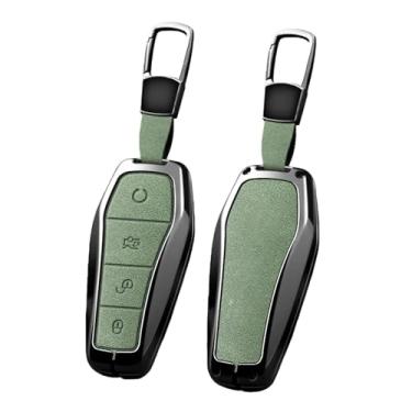Imagem de Capa de couro para chave de carro, liga de zinco, compatível com byd song pro tang dm qin plus max yuan atto 3 han ev golfinho protetor(Green ring)