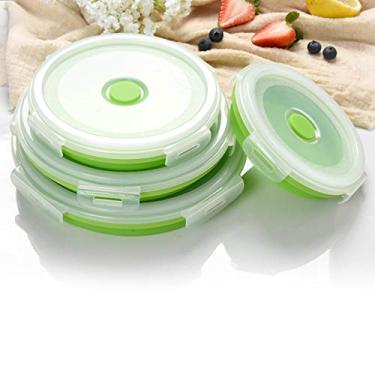 Imagem de Container de Armazenamento Alimentos Silicone Plegável com Tampa 4 Pack Caixas Almoço Bento Caixa Piquenique