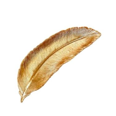 Imagem de Bandeja Decorativa Folha Dourada em Resina Porta Treco Luxo para Decoração de Casa e Banheiro (Dourado)