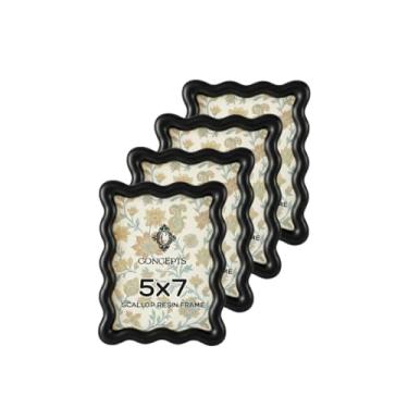 Imagem de Concepts Porta-retrato de resina vieira preta 12 x 17 cm com vidro temperado (pacote com 4)