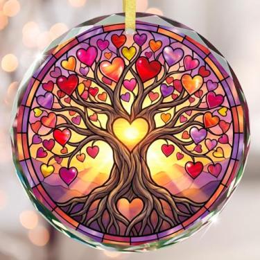 Imagem de Ornamentos de árvore da vida roxa presentes de dia dos namorados para mulheres, enfeites de vidro para janela de árvore, presentes de memorial de carro para família amiga colega