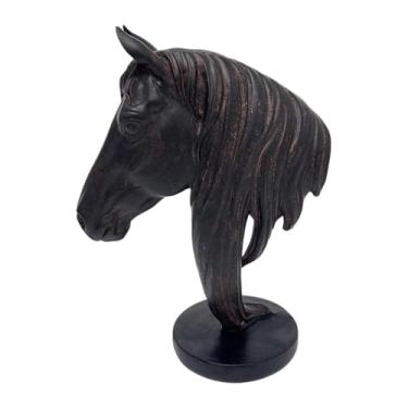 Imagem de Generic Estátua de Cabeça de Cavalo, Estatueta Artística, Escultura Criativa de Animal, Ornamento Feng Shui para Festivais, Dormitórios, Natal, Aniversários e, Marrom, 15.6 X 8.5 X 21.3 Cm