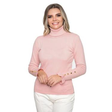 Imagem de Blusa Feminina Tricot Gola Alta Manga Botão Tendência Inverno - GIP, R
