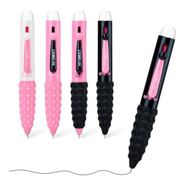 Imagem de Temiary 4 mini canetas de gel retráteis, caneta de tinta preta de 0,5 mm, ponta fina, tamanho de bolso, canetas de tinta gel, estéticas e lisas para notebook, escritório, material escolar (rosa e