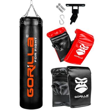 Imagem de Saco De Pancada PRO 180 Cm+ Luva Bate Saco Adulto + Luva Infantil + Suporte Articulado Gorilla-Unissex