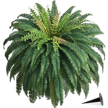 Imagem de 117 cm, 96 folhas, grandes samambaias falsas, plantas artificiais resistentes a UV ao ar livre, samambaias artificiais realistas para plantação ao ar livre, samambaia falsa de Boston para varanda