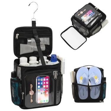 Imagem de CUBETASTIC Bolsa de chuveiro portátil para pendurar – bolsa de banho de secagem rápida para dormitório e faculdade, bolsa de higiene de viagem resistente à água com compartimento separado e vários