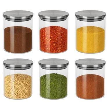 Imagem de Kit Porta Temperos Vidro 350ml com Tampa Inox Hermética – Conjunto 6 Potes Organizadores para Cozinha e Armazenamento de Condimentos