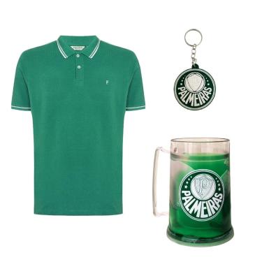 Imagem de Kit Palmeiras Camisa Polo Retrô 1914 + Caneca + Chaveiro - Masculino-Masculino