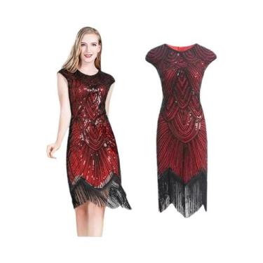 Imagem de Vestido Flapper Feminino Dos Anos 1920 Com Renda, Tiara De Pena, Lante