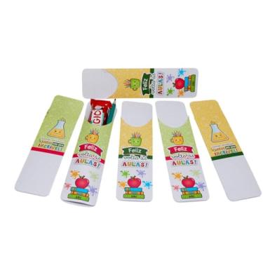 Imagem de Lembrancinhas Volta às Aulas Card para Lápis e Chocolate, Tema Escolar com Personagens Coloridos, Pegue e Monte - 10 unidades