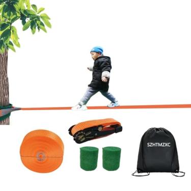 Imagem de SZHTMZXC Zipline Slackline Kits for Backyard, 65FT Slackline Kit with Tree Protectors and Carry Bag, Backyard Ninja Slacklines for Kids and Adults Outdoor Playground Equipment