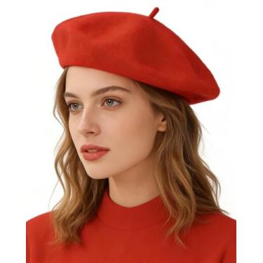 Imagem de Boinas de lã para mulheres – Boina francesa clássica, vermelha, Vermelho, tamanho �nico