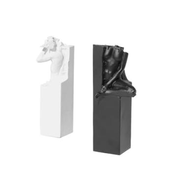 Imagem de Suportes de livros arte criativa preto e branco escultura humana enfeites para livros casa sala de estar estudo acessórios de mesa estante
