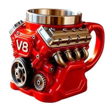 Imagem de FytStycale Caneca de café com motor V8, xícara de chá, recipiente portátil para bebidas, copo de água vermelho para uso diário em cozinhas,