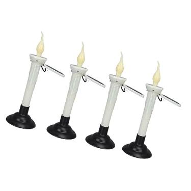 Imagem de Zerodis 4 Unidades de Velas Solares Acendem Velas Sem Chama Luz Branca Quente Suporte de Vela Cônico Com Poste de Extensão IP65 à Prova de água Lâmpada LED Liga/Desliga Automática para Jardim Ao