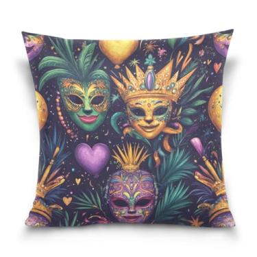 Imagem de Blueangle Capas de almofada de máscara colorida de carnaval - 50 x 50 cm, decoração de férias de fazenda para sofá de casa (240)