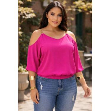 Imagem de Blusa Femenina Viscolaycra Ombro Vazado De Corrente Alcinha - modanasc