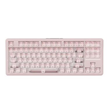 Imagem de ATK Teclado mecânico sem fio A87 Pro, TKL de 87 teclas, suporte de junta, troca a quente, RGB Tri-Mode (Peach Mist)