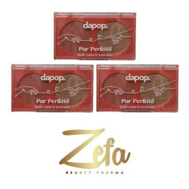 Imagem de Kit 03 Paleta Duo Blush Matte E Iluminador Cor C - Dapop