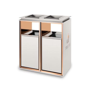 Imagem de Lata de lixo ao ar livre Coluna quadrada do cinzeiro metal tambor dobro da lata de lixo exterior, grande comercial agregado familiar moderno (com cinzeiro)(Grande)