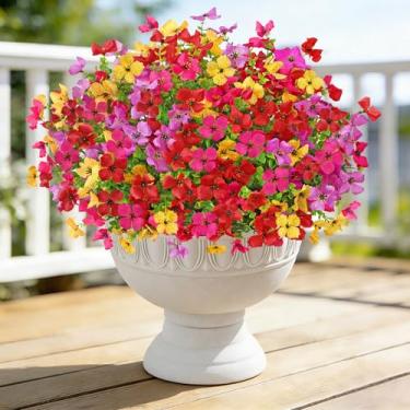 Imagem de UXORSN Plantas e flores artificiais falsas ao ar livre, 12 pacotes primavera verão margaridas falsas com folhas falsas de eucalipto, flores realistas para decoração de jardim, casa, pátio, quintal