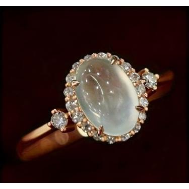 Imagem de Anéis de pedra da lua branca banhados a ouro para mulheres, aliança de casamento, noivado, noivado, joia de presente de aniversário, Metal, Zircônia cúbica