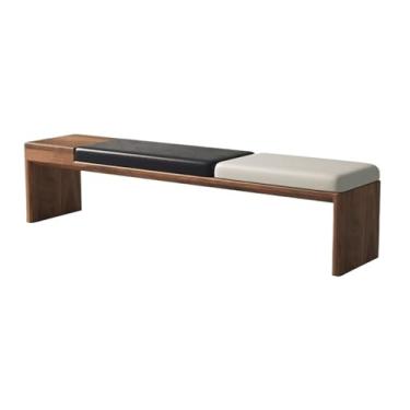 Imagem de Banqueta moderna de madeira para troca de sapatos, preto e branco, bloqueio de cor, simples e casual, banco longo ao pé da cama, decorativo (médio)