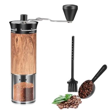 Imagem de BAILIQI Moedor de café manual, madeira marrom, material acrílico, manivela, 20 cm de altura, moagem de café (madeira preta)