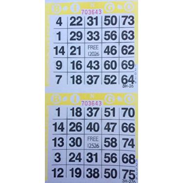 Imagem de American Games INC 3000 cartões de bingo de papel - 2 cartões por folha - 1500 folhas [Escolha a cor abaixo] (Amarelo)