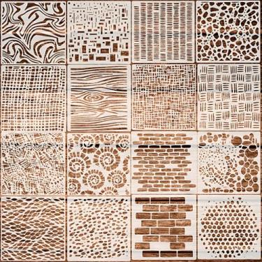 Imagem de ZJO 16 peças de estênceis geométricos para pintura, estênceis de camadas reutilizáveis para artesanato em madeira, móveis, parede, ideal para desenhar, fazer cartões e decoração de casa