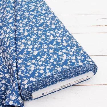 Imagem de Tecido acolchoado de algodão premium com corte de 3 jardas vendido por The Yard - Coleção Vintage Threads - 111,8 cm de largura - 100% algodão - Quilting, costura, artesanato - Floral azul escuro
