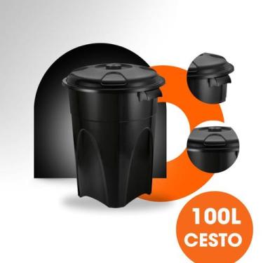 Imagem de Lixeira 100 Litros com Tampa Alta Capacidade Resistente - INJEPLASTEC