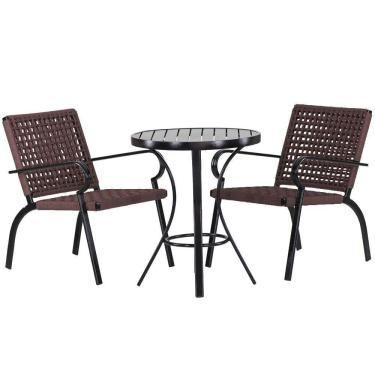 Imagem de 2 Cadeiras Corda Náutica E Mesa Tampo Ripado Edícula, Jardim Marrom