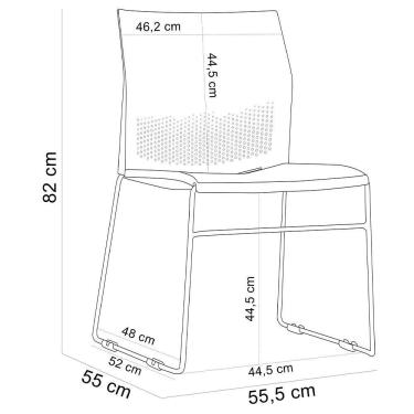 Imagem de Kit 06 Cadeiras Empilhável Fixa Link F02 Base Aço Nude - Lyam Decor