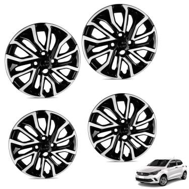 Imagem de Jogo De Calota Argo Cronos 2022 Aro 14 Cubo Baixo Preto E Prata