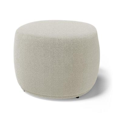 Imagem de Kit 02 Puffs Decorativos Living Aisha Orgânico Redondo Bouclê Bege - Desk Design