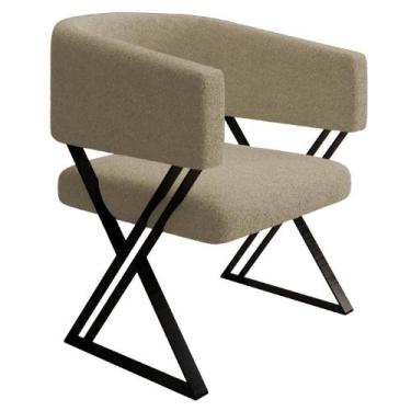 Imagem de Kit 2 Poltronas Decorativas Mirela Pes Metal Boucle Bege Vconcept - Vn