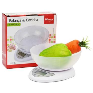 Imagem de Balança de Cozinha Wincy Branca com Cuba Capacidade 7kg