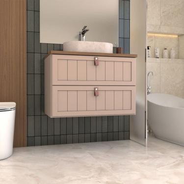 Imagem de Armário de Banheiro Valencia 60 Cm 1 Porta e 1 Gaveta 100% Mdf Cappuccino/Freijó - Panorama Móveis