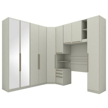 Imagem de Quarto Modulado Solteiro Seletto 6 Peças Areia com Espelho - Móveis He