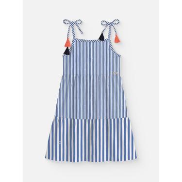 Imagem de Vestido Infantil Menina Alcinha Listras Azul Compose Bimbi-Feminino