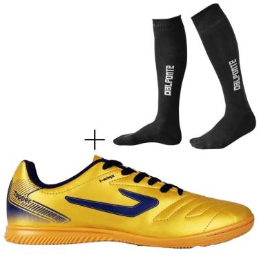 Imagem de Kit Chuteira Futsal Topper Cup VII + Meião De Futebol Dalponte Profissional