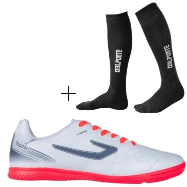 Imagem de Kit Chuteira Futsal Topper Cup VII+ Meião De Futebol Dalponte Profissional