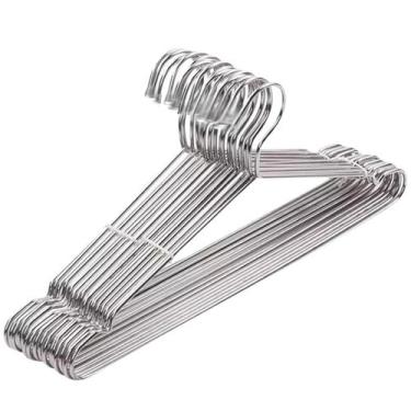 Imagem de Kit 10 Cabide Metal Adulto Resistente Aço Cromado Atacado Premium - RE