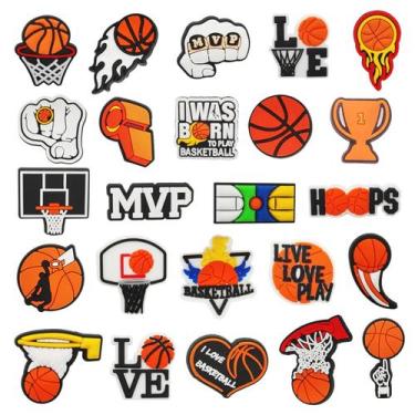 Imagem de 24 Peças De Acessórios Para Crocs Com Tema De Basquete, Charms Para Sa