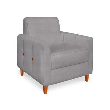 Imagem de Poltrona Zoe Linho Pés De Madeira - Pallazio Cor Grafite