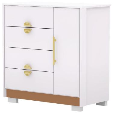 Imagem de Cômoda Sapateira Para Quarto 1 Porta 4 Gavetas Paraty V01 Branco Camarim Flex - Lyam Decor