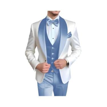 Imagem de Terno Masculino De 3 Peças Personalizado Com Lapela De Lenço Para Casa